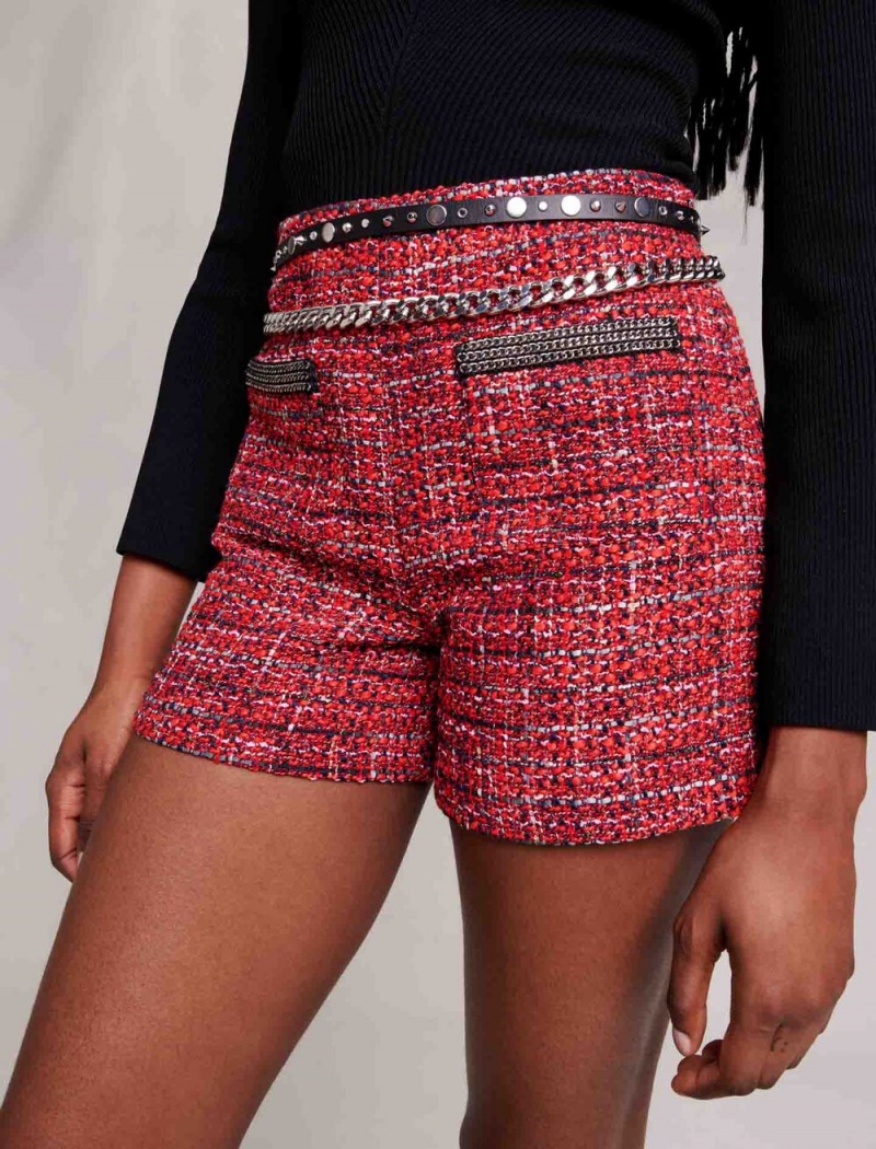 Maje Shorts In Tweed Rød | Norge_M74489