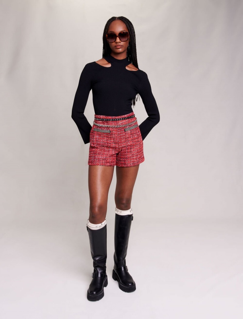 Maje Shorts In Tweed Rød | Norge_M74489