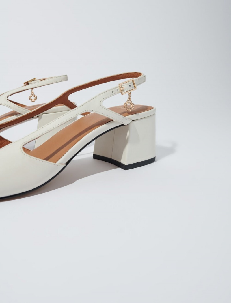 Maje Square-toe Lær Pumps Ecru | Norge_M84167