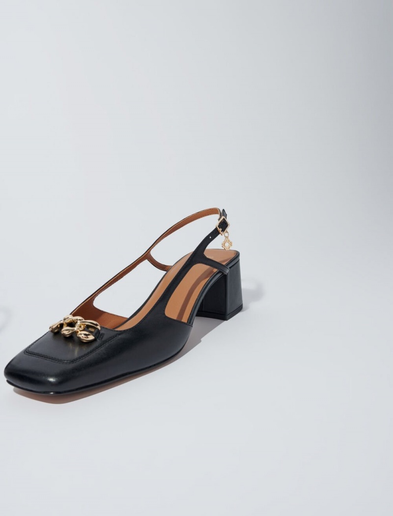 Maje Square-toe Lær Pumps Svarte | Norge_M70842