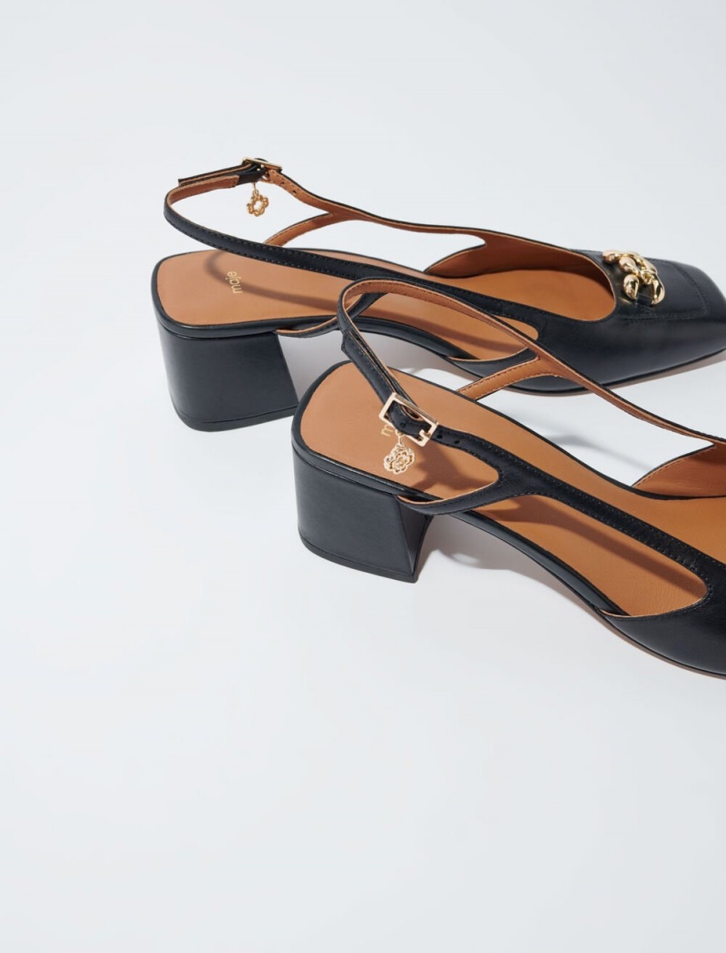 Maje Square-toe Lær Pumps Svarte | Norge_M70842