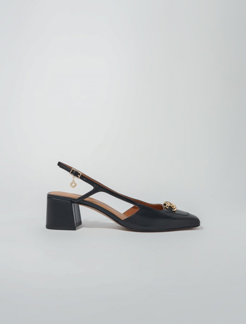 Maje Square-toe Lær Pumps Svarte | Norge_M70842