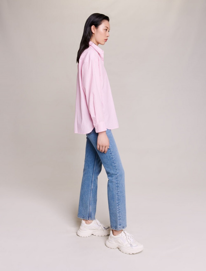 Maje Stripete Shirt Rosa | Norge_M74704