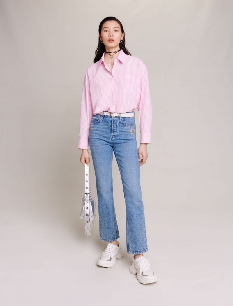 Maje Stripete Shirt Rosa | Norge_M74704