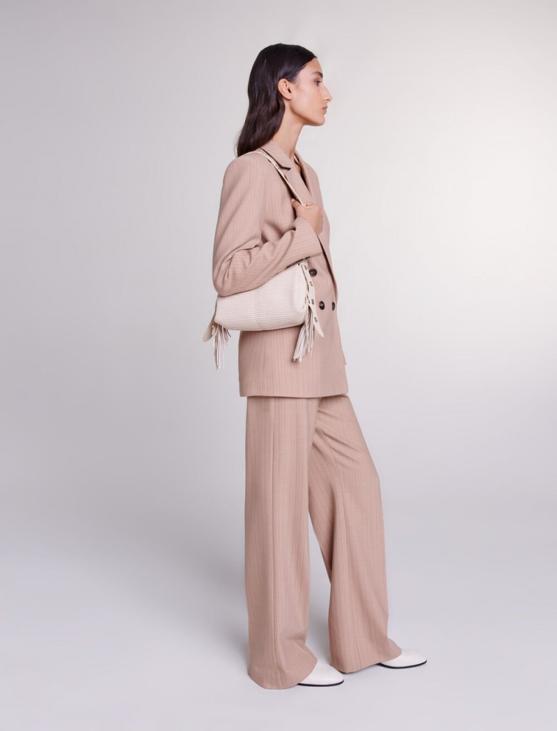 Maje Stripete Suit Beige | Norge_M42129