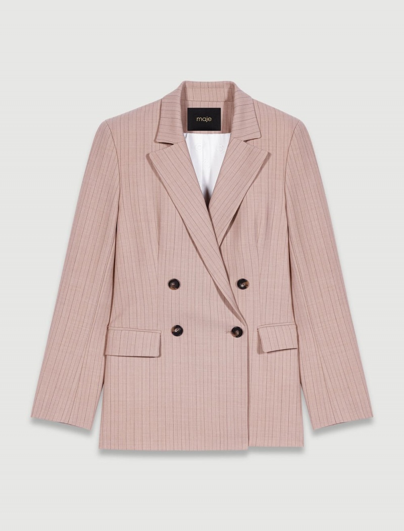 Maje Stripete Suit Beige | Norge_M42129