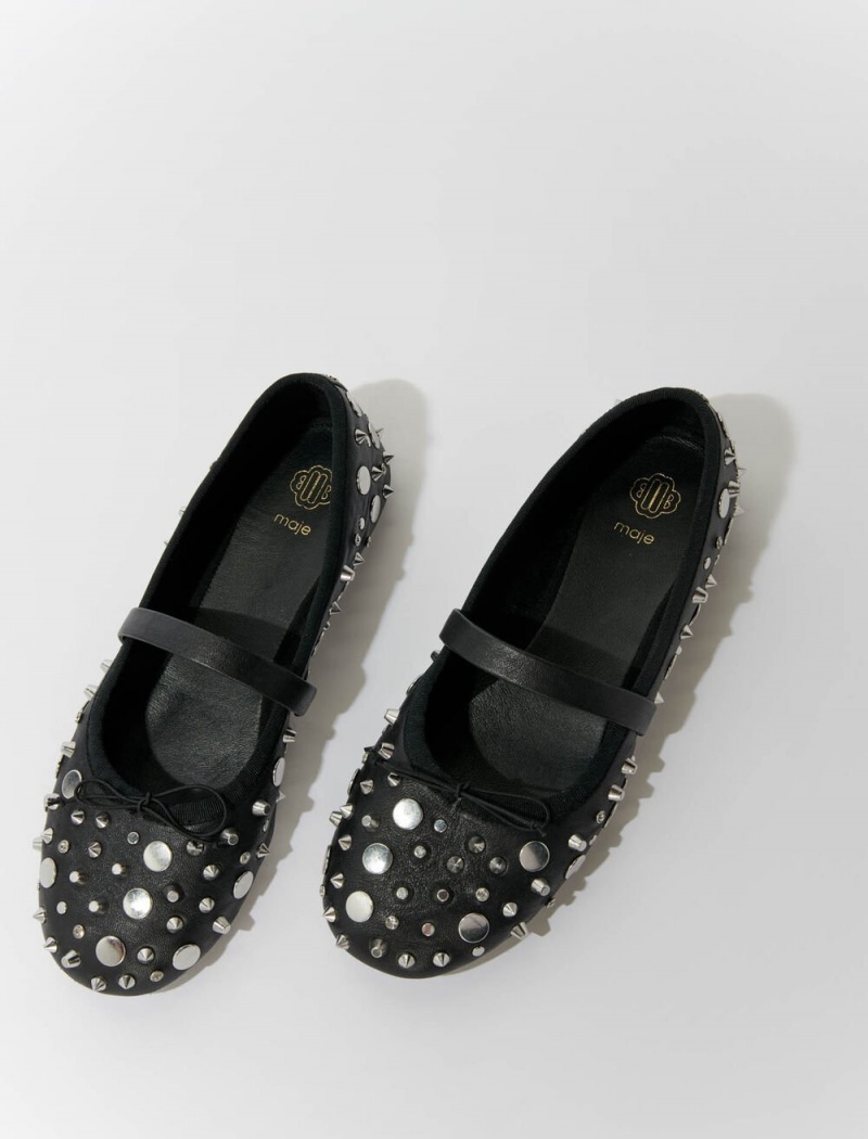 Maje Studded Ballet Flats Svarte | Norge_M73175