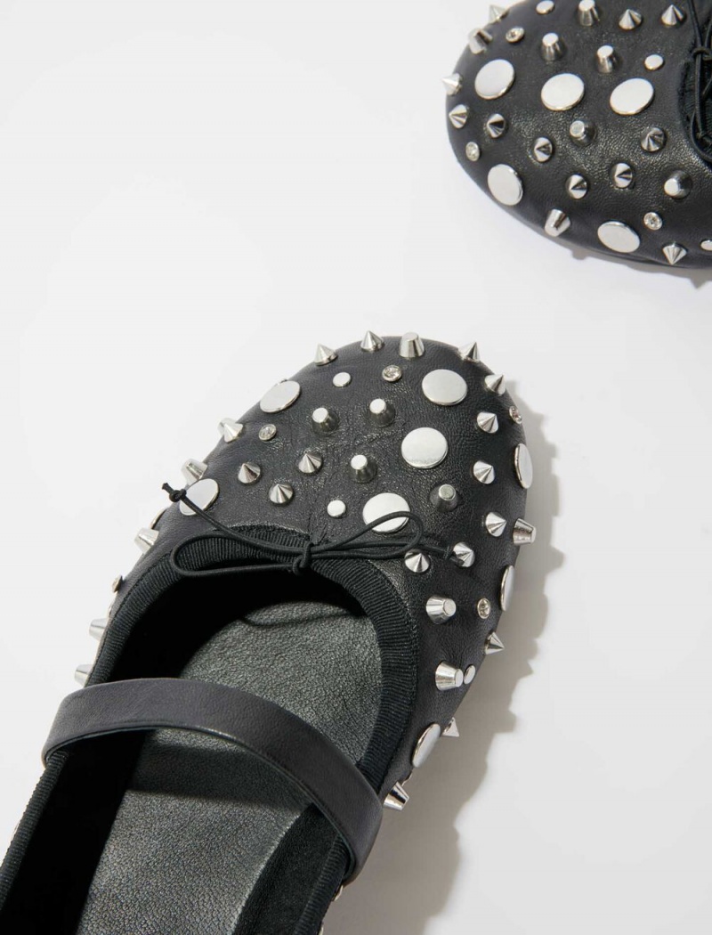 Maje Studded Ballet Flats Svarte | Norge_M73175