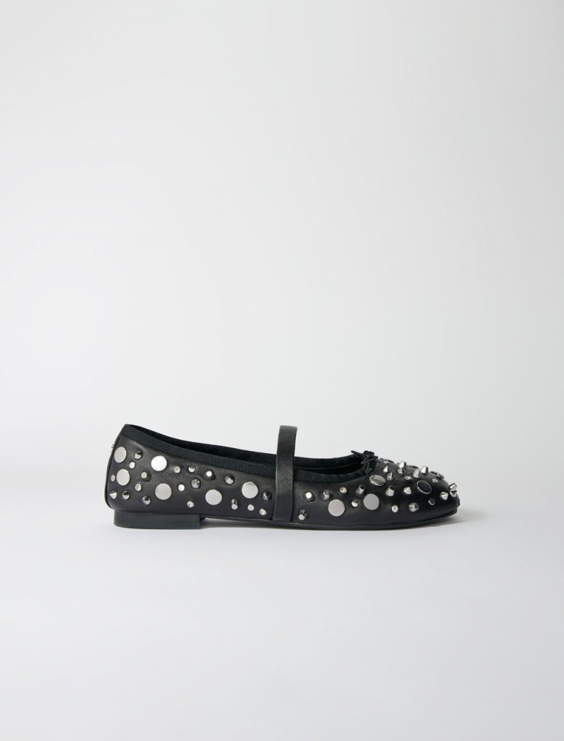 Maje Studded Ballet Flats Svarte | Norge_M73175