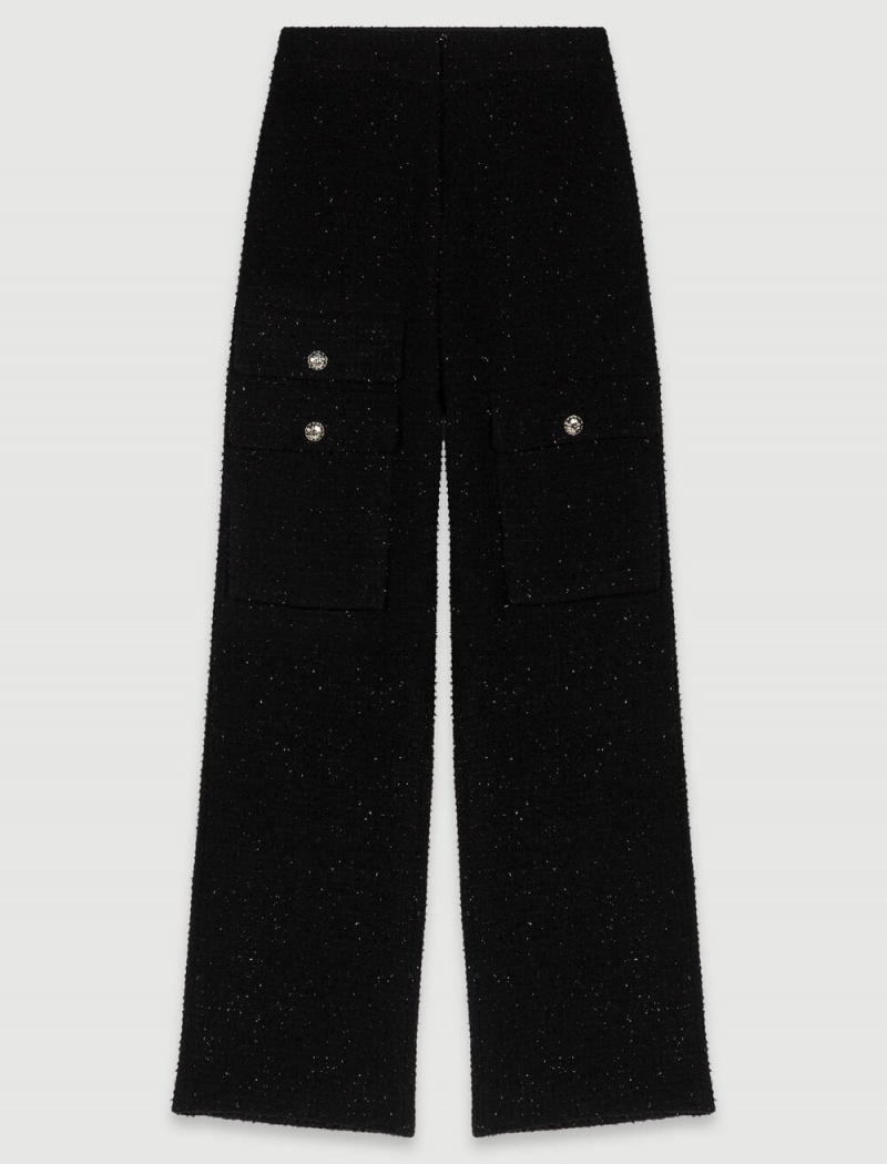 Maje Tweed Trousers Svarte | Norge_M92779