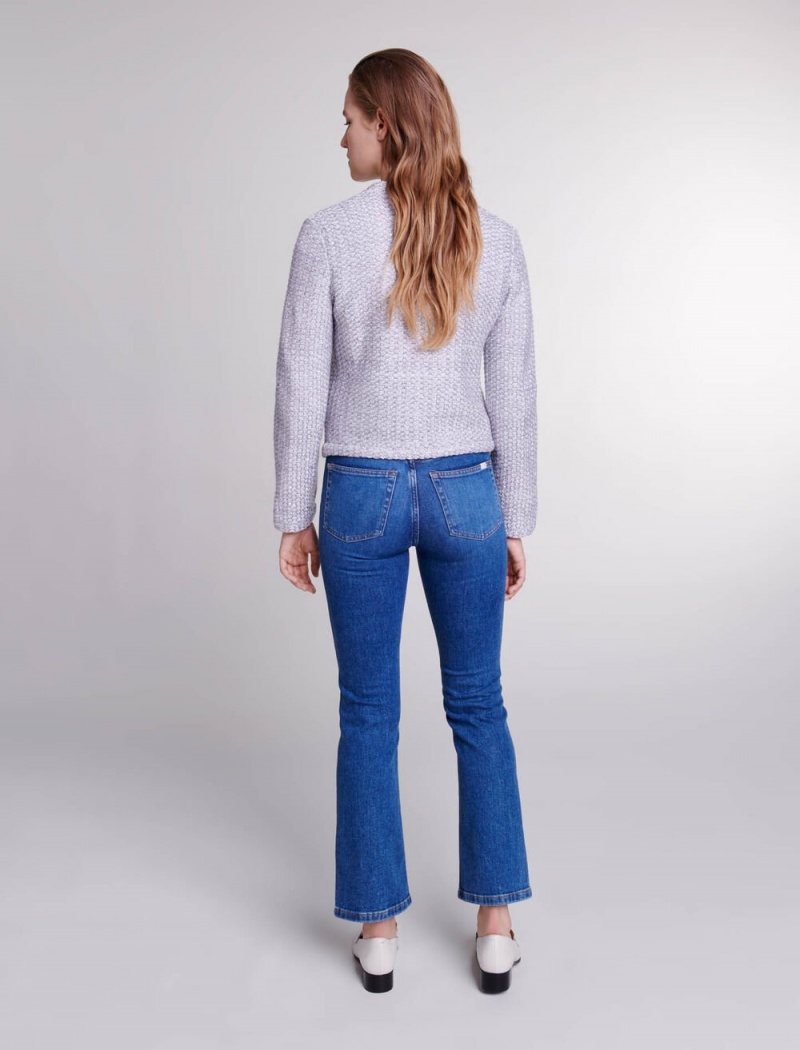 Maje Tweed-look Knit Cardigan Sølv | Norge_M11718