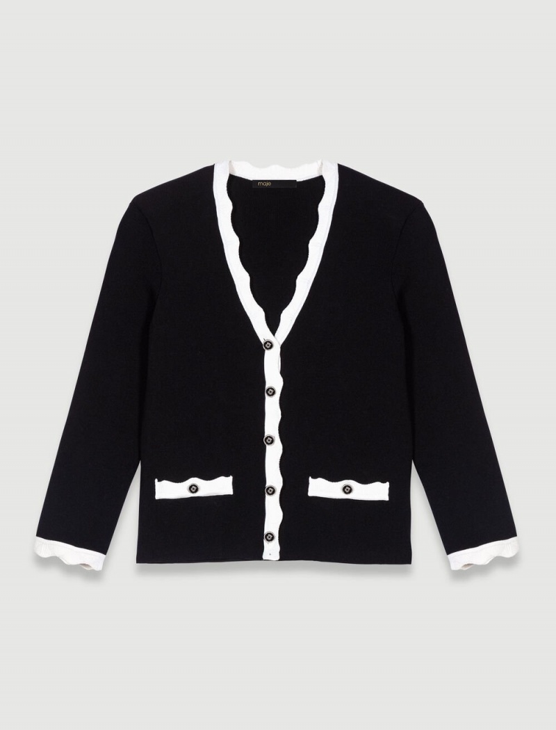 Maje Two-tone Cardigan Svarte | Norge_M52996