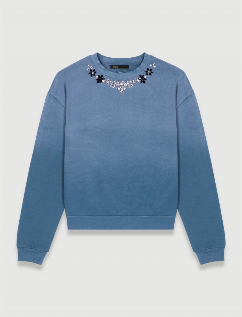 Maje Two-tone Sweatshirt Bleu | Norge_M85075