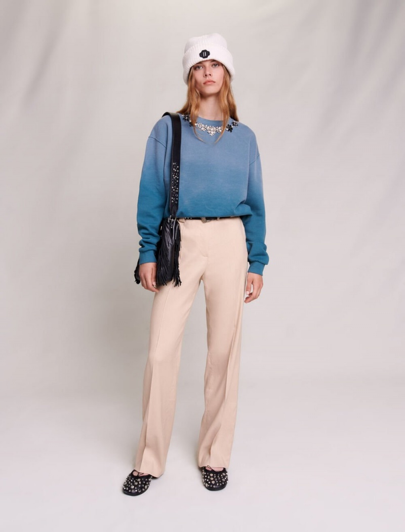 Maje Two-tone Sweatshirt Bleu | Norge_M85075